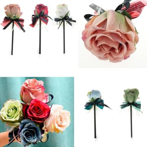 Wedding Signing Pen Silk Rose Flower Ballpoint Pen Wedding Reception Guest Desk Signature Pen 10.24 Inch