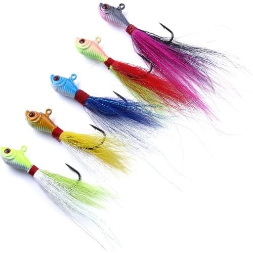 1PCS 25g Fishing Lure Metal Swim Jig Hook Bait Lead Hook Deer Hair Feather Hook Beard Pesca Jigging Lure Fishing Lures