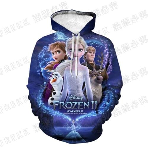 Disney Cartoon Anime Sweatshirts Men Women Children Frozen Hoodies 3D Printed Pullover Boy Girl Kids Cool Streetwear Coat