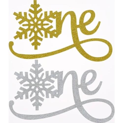 Cake Topper Decoration Flag One With Snowflake Glitter Paper Cupcake Topper Birthday Valentines Day Party Baby Shower Baking DIY