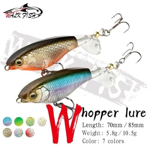 WALK FISH 70mm 85mm Whopper Popper 5.8g 10.5g Topwater Fishing Lure Artificial Bait Hard Plopper Soft Rotating Tail Fishing