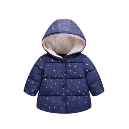 Baby Girl Winter Clothes Colorful Light Star Jacket Winter Coat Hooded Solid Jacket For Girls New Childrens Jacket 1-6 Years