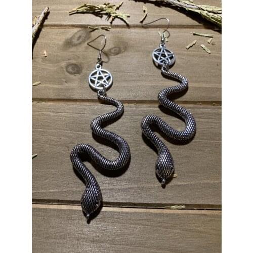 Snake Pentacle Earrings,Witch, Pagan, Alternative, Gothic