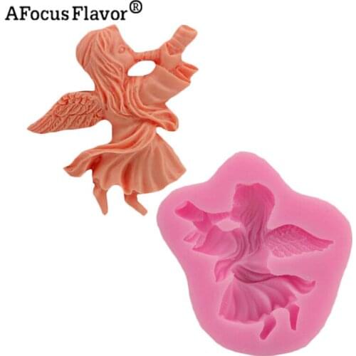 1 Pc Girl Trumpet Horn Cheese Fondant Sugar Cake Decorating Tools Angel Chocolate Silicone Mold Christmas Gift Cake Making