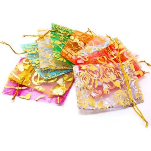 10Pcs/lot Wedding Decoration Organza Jewelry Bags Mixed Color Candy Gift Bags Party Wedding Favors Packaging Bags 7x9cm/10x12cm