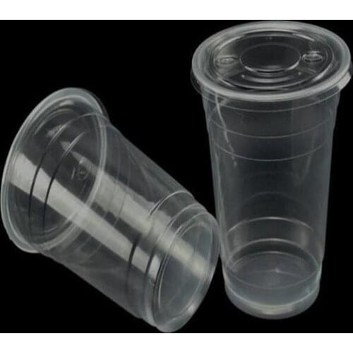 200pcs 34oz 1000ml Clear Disposable Plastic Cups Fruit Salad Water Cup with Lid For Lovers Outdoor Travel Birthday Party