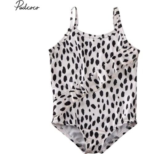 2020 Summer Swimsuit Baby Kids Girl Leopard print Swimwear Ruffled One Piece Beach Swimming Costume