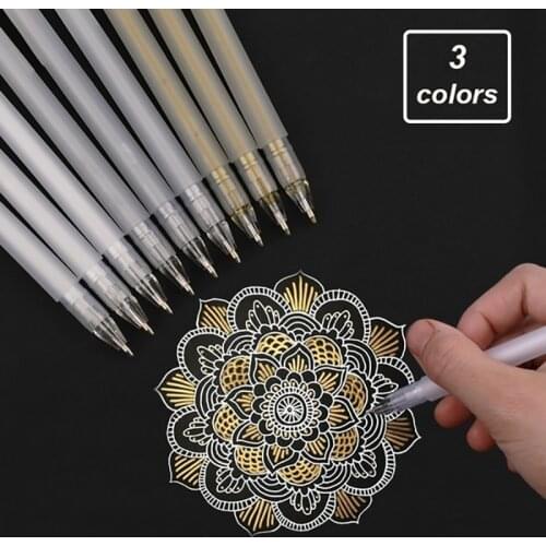 3PCS Premium White Gel Pen Set 0.8mm Fine Tip Sketching Pens for Artists Black Papers Drawing Design Illustration Art Supplies
