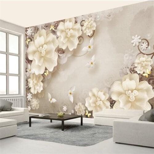 Beibehang Custom 3d wallpapers three-dimensional reliefs rose pearls Nordic retro jewelry wallpaper background wall
