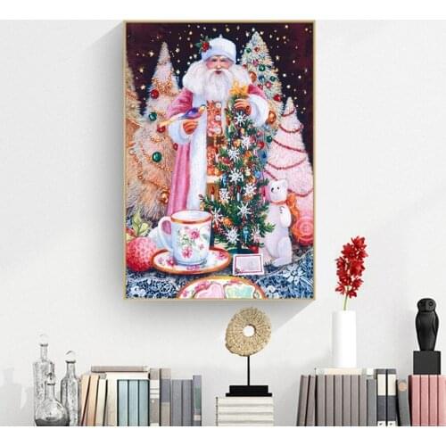 5D DIY Full Round Drill Diamond Painting Santa Claus Mosaic Kit Rhinestone Drawing Picture Home Decoration Art Craft Gift