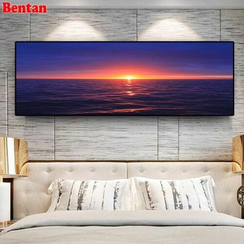 Large DIY Diamond Painting Sunset sea landscape Diamond Embroidery Mosaic Rhinestone Home Decoration 5D Cross Stitch
