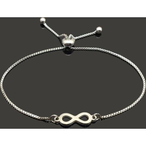 Infinity Charm Stainless Steel Chain Bracelet for Women Jewelry