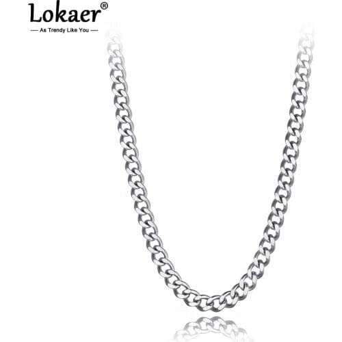 Lokaer Hiphop/Rock 22" Titanium Stainless Steel Geometry Charm Pendant Necklace For Women Men Punk Chain & Link Necklace N20308