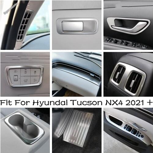 Central Control Instrument Panel Decor Sticker Head Lights Lamp Switch Button Cover Trim Silver For Hyundai Tucson NX4 2021 2022