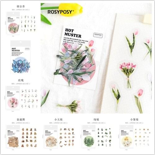 40PCS Kawaii Bear Flower Journal DIY PET Sticker Scrapbooking Material Decoration Label Stationery Cute Stickers Supplies