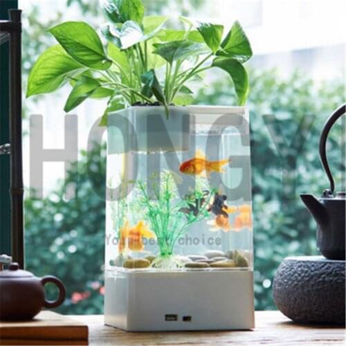 HONGYI 1 piece lazy mini small acrylic goldfish bowl fish tank free water change transparent betta fish tank creative goods