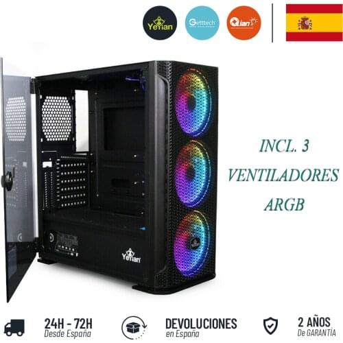 Yeian PC Gaming Hollow box 2500 black, ATX, tempered glass, Mesh, 3 fans, RGB, 3 USB 3.0 ports (YGH-49703)