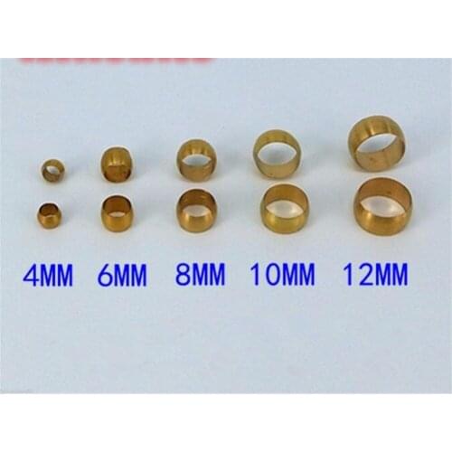10pcs Brass Connector Brass Swagelok Pneumatic Sleeve Clamp Brass Ring Fitting for 4/6/8/10/12/14/16mm