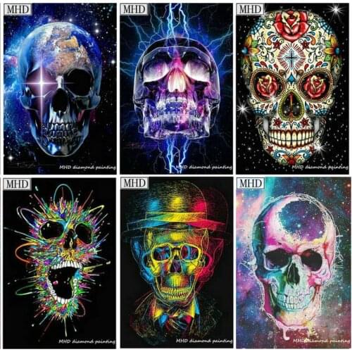 MHD Hot Sale 8 Style Skull Icon 5D DIY Diamond Painting Suite Square Round Full Drill 3D Mosaic Home Decor Art Gift 20x30cm