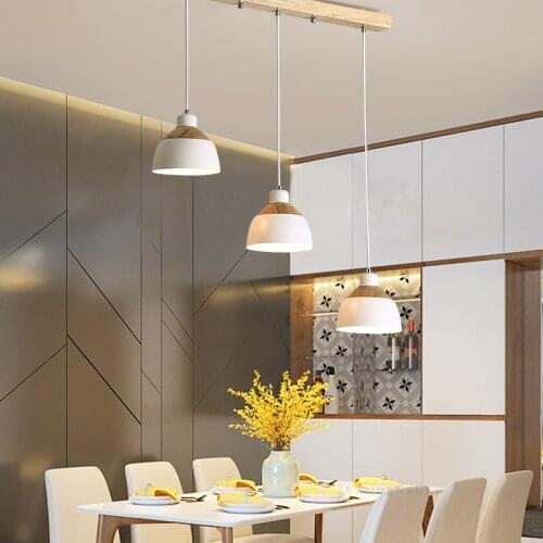 Minimalist Modern LED Pendant Lights Cup Shape Wooden Lamp For Living Dining Room Study Bedroom Hall Home Salon Indoor Lighting