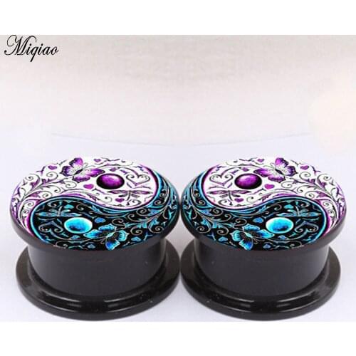 Miqiao 2pcs Fashion Hot Sale Butterfly Yin Yang Tai Chi Ear Expansion 4mm-25mm Exquisite Body Piercing Jewelry