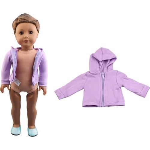 Fashion Pop Zipper Jacket With Hat Fit 18 Inch American&43cm Baby New Born Doll Clothes Accessories,Girls Toys
