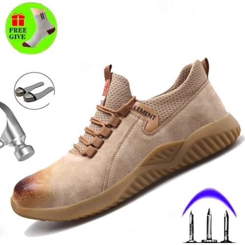 Mens Outdoor Construction Plus Size Shoes Work Boots Steel Toe Cap Men Camouflage Safety Shoes Breathable Puncture Proof