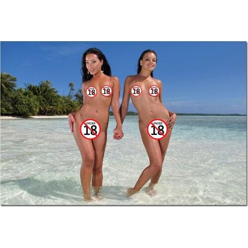 Sexy Girls By The Sea Wall Art Poster DIY Frame Canvas Painting for Living Room Decor Decorative Wallpaper