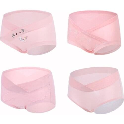 Pregnant womens underwear, low waist, pre- and post-partum cotton U-shaped belly-protecting breathable shorts, boxed