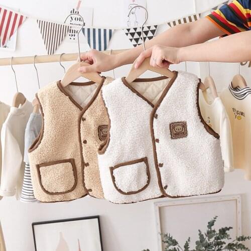 New Baby Boys Girls Thicken Clothes Children Cartoon Vest Infant Casual Fleece Costume Autumn Winter Kids Fashion Warm Outwear