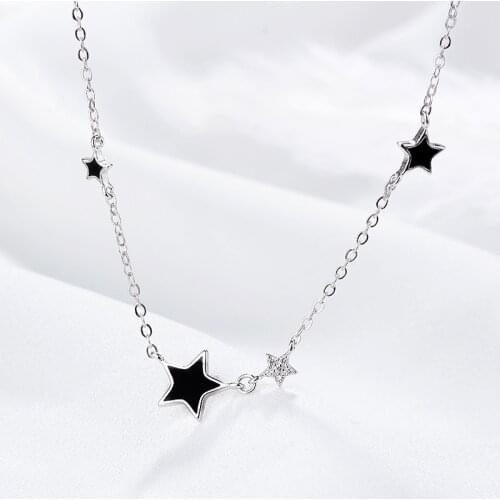 925 Sterling Silver Crystal Star Charm Necklaces & Pendants For Women Wedding Fashion Jewelry Chokers dz868