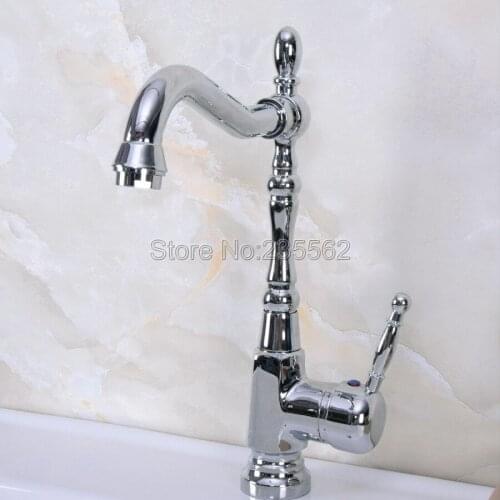 Polished Chrome Single Handle Kitchen Faucet Swivel Spout Bathroom Vessel Sink Mixer Tap Lnf925