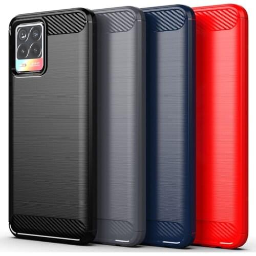 Shockproof Carbon Fiber Cover For Oppo Realme 8 Case Oppo Realme 8 7 6 Pro Bumper Silicone Back Case For Oppo Realme 8 Fundas