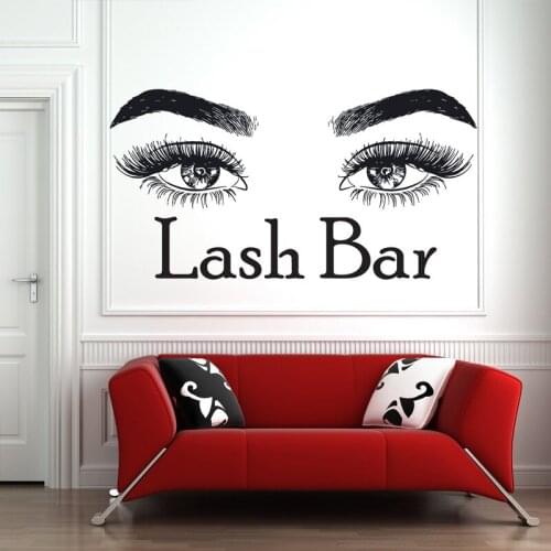 Lash Bar Pretty Eyebrows And Eyes Beauty Salon Wall Stickers for Living Room Background Art Decoration Vinyl Murals TA631