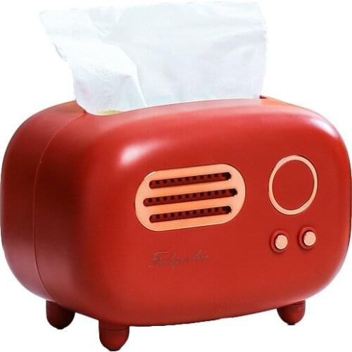 Retro Radio Model Tissue Box Desktop Paper Holder Vintage Dispenser Storage Napkin Case Organizer Ornament Craft Accessories