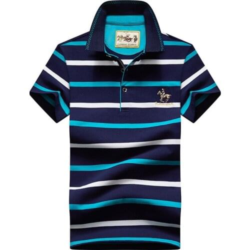 Summer Mens Polo Shirts Striped Print Polo T Shirt for Men Casual Fashion Polos Para Hombre Breathable Anti-Shrink Chemise Homme