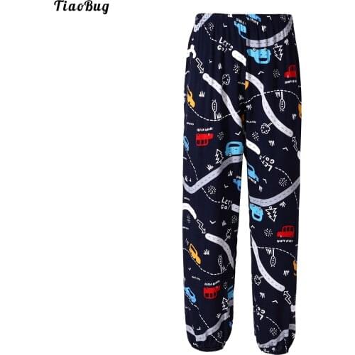 TiaoBug Kids Girls Boys Unisex Stylish Summer Clothing Elastic Waistband Cute Cartoon Print Breathable Casual Pants