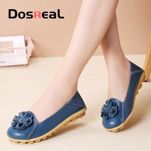 Dosreal Female Flats Shoes Genuine Leather Womens Shoes Design Flats For Women Spring Outdoor Casual Loafers Flower Shoes