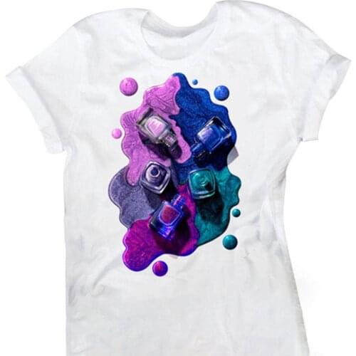 Plus Size Casual summer top for women 2020 blouse loose O Neck Short Sleeve Printing Ink Loose Blouse T-shirt Top