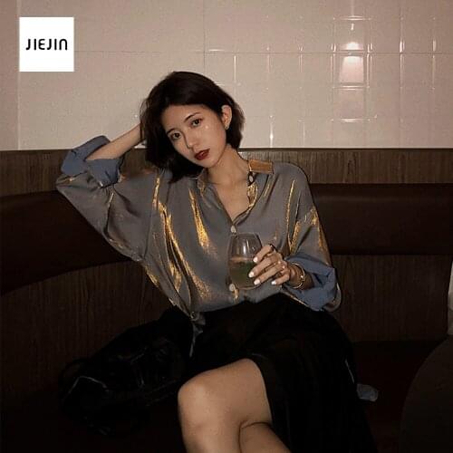 2020 Women Fashion Long Sleeves Satin Blouse Vintage Femme V Neck Street Shirts Elegant Imitation Silk party Blouse xxxl