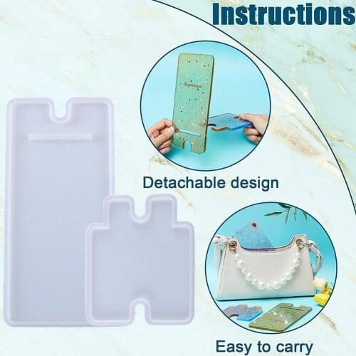 1Pcs Crystal Epoxy Hars Schimmel Nieuwe Mobiele Telefoon Houder Mal Accessoires Siliconen Handgemaakte Beugel Mobiel Cr Sie C3M0