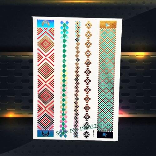 1PC Sexy Serpentine Fish Scale Waist Strap Design Bracelet Tattoo Gold Metallic Temporary Tattoo Sticker Arm Leg Tatoos PYH-092