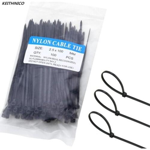 100Pcs Self-Locking Cable Ties Cord Wire Strap Plastic Network Zip Trim Wrap Cable Loop Ties Cable Management