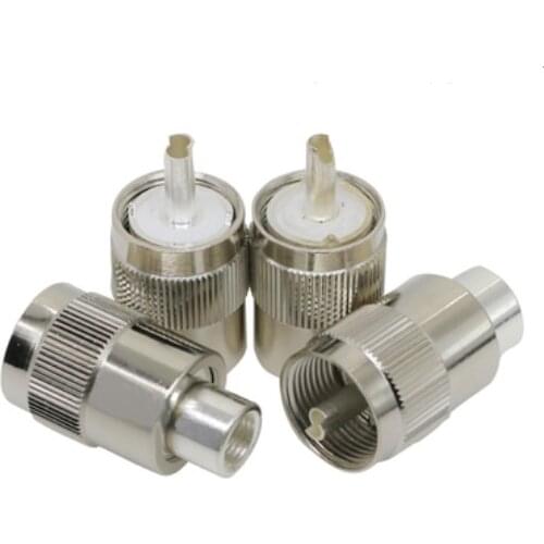 2pcs Connector UHF Male PL259 Plug Solder RG5 RG6 5D-FB LMR300 Cable Silver Adaptor