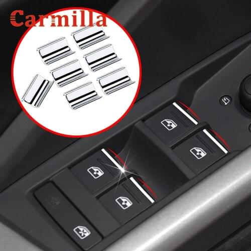 7Pcs/Set ABS Chrome for Audi Q3 Car Window Lift Buttons Decorate Sequins Trim 2019 2020 2021 Accessories Carmilla