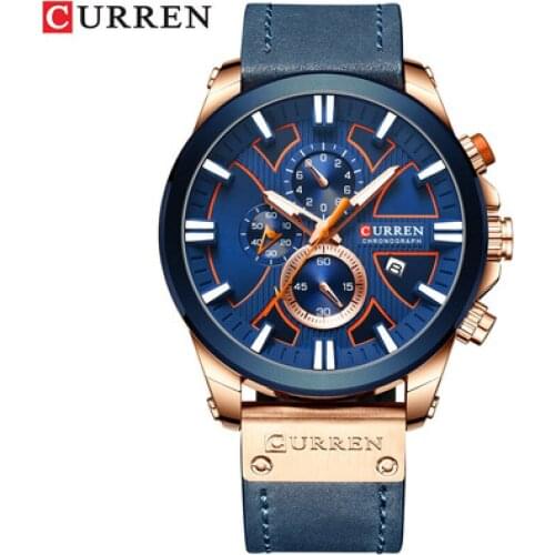 CURREN Men Watch Leather Brand Luxury Quartz Clock Fashion Chronograph Wristwatch Male Sport Military 8346 Relogio Masculino