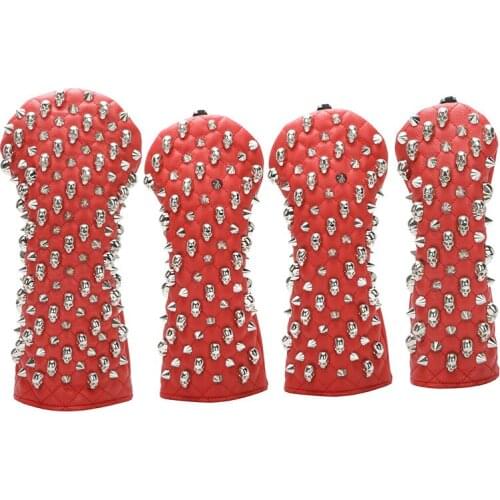 Golf Club #1 #3 #5 Golf Headcovers Skull Rivet Driver Fairway Woods putter cover PU Leather Head Covers Golf set Protector