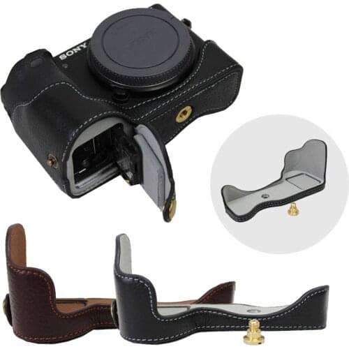 Real Genuine Leather Case Camera bag for SONY A6500 ILCE-6500 protective half Cover shell portable