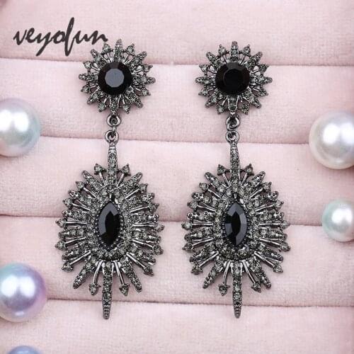 Veyofun Elegant Rhinestone Drop Earrings Classic Wedding Dangle Earrings For Women Fashion Jewelry Gift