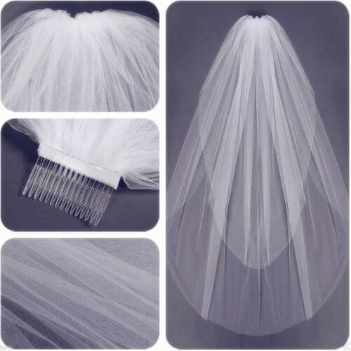 Fashionable Refine White Ivory 2Tier Bride Bridal Wedding Veil Comb Elbow length Cut Edge